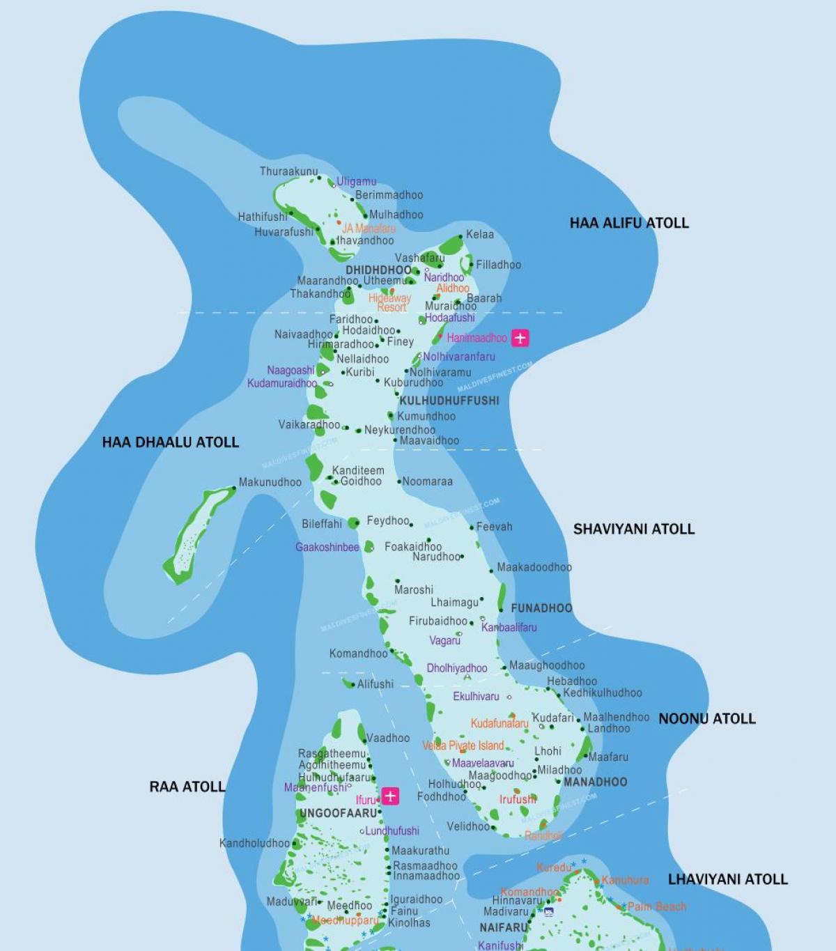 malediven resorts locatie op kaart