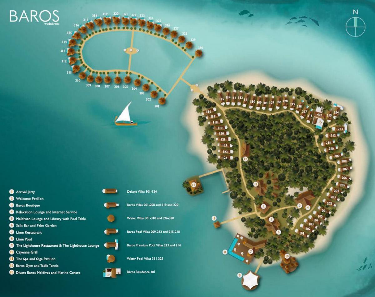 kaart van het baros maldives