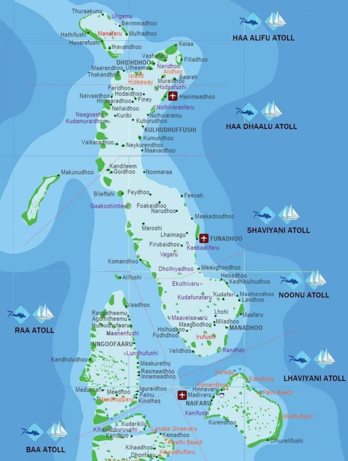 kaart van maldiven strand