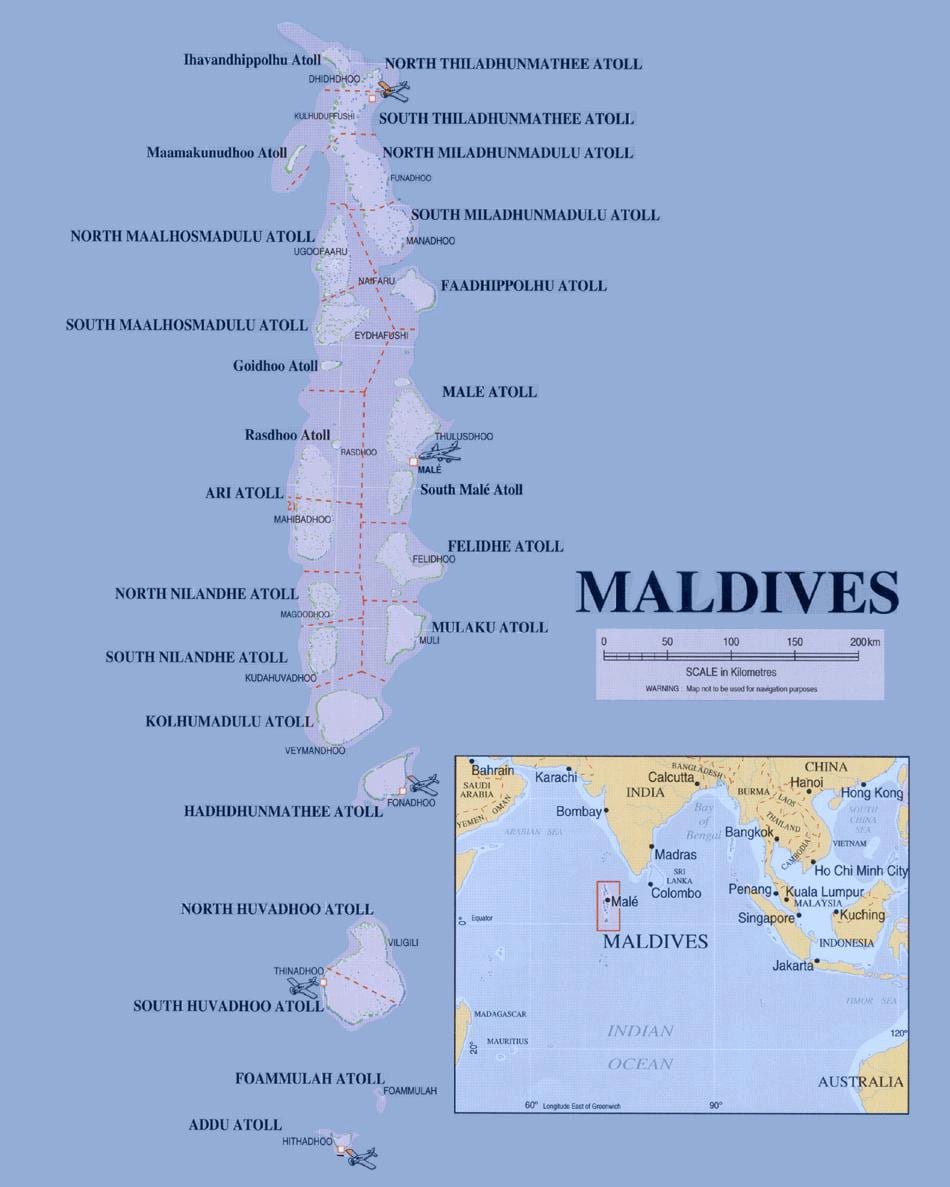 de maldiven ferry route kaart