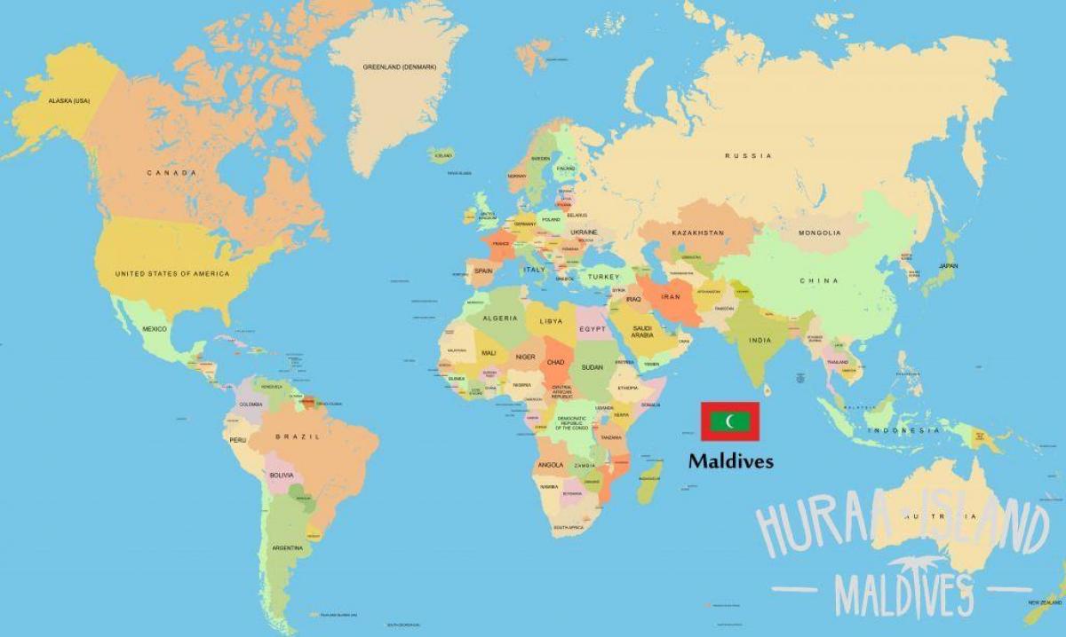toon de malediven op de kaart van de wereld