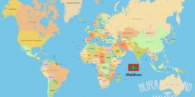 Toon de malediven op de kaart van de wereld