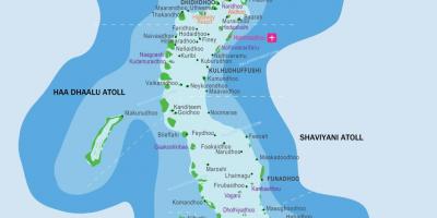 Malediven resorts locatie op kaart