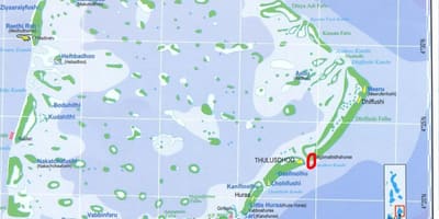Kaart van noord-malé atol, malediven